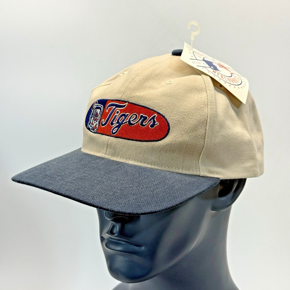 Vintage Detroit Tigers Hat Cap Strapback‎ Beige Dad Twin Enterprises 90s